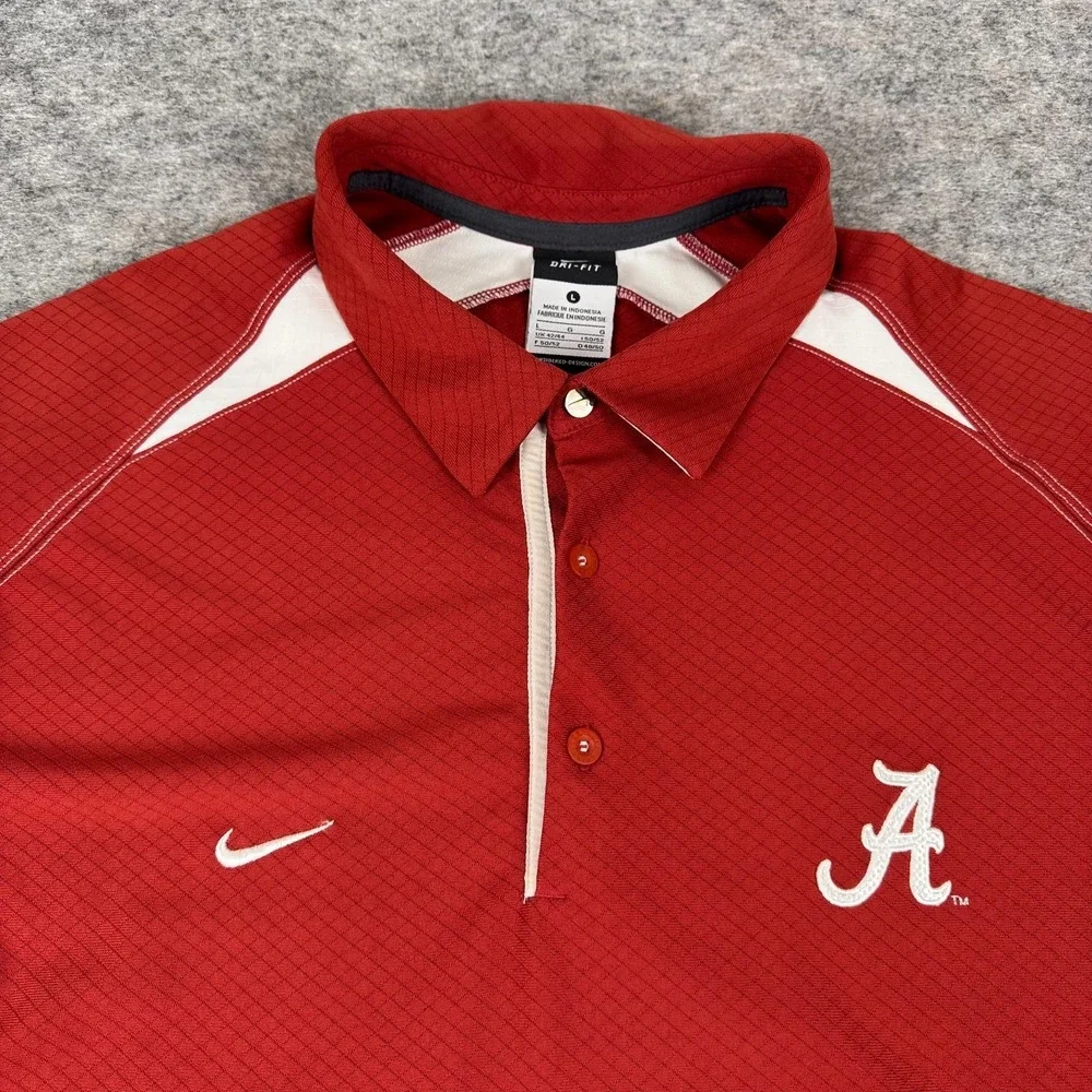 Nike Dri Fit Polo Shirt Alabama Crimson Tide Red Mens Large L